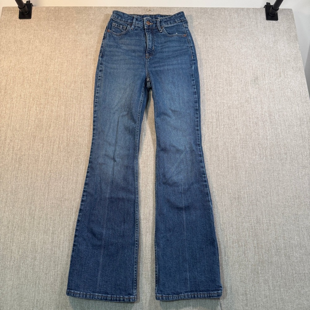 Old Navy Higher High Rise Flare Jeans Medium Wash Secret Smooth Pockets Size 0